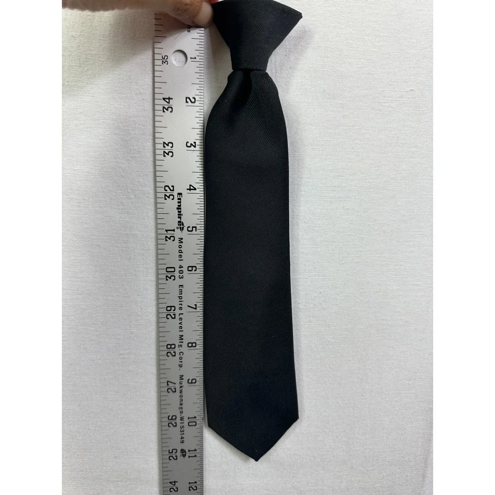 Kids Black Clip On Zipper‎ Tie Boys Girls Formal School Uniform Neckwear
